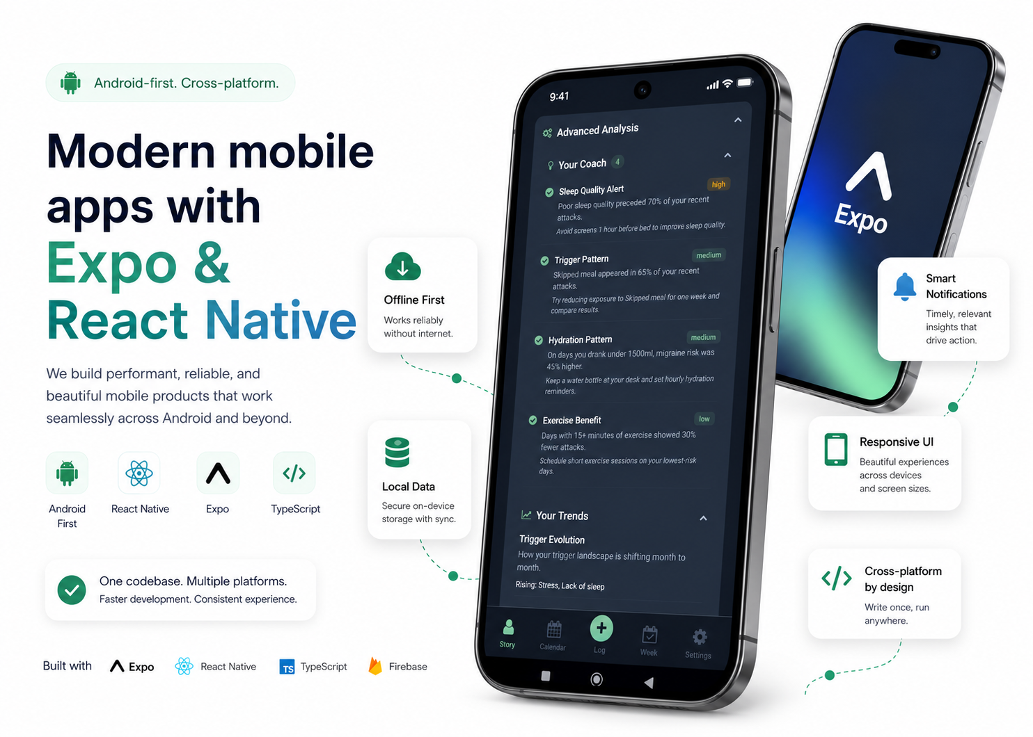 A mobile-product composition demonstrating responsive application design, navigation and focused workflows.