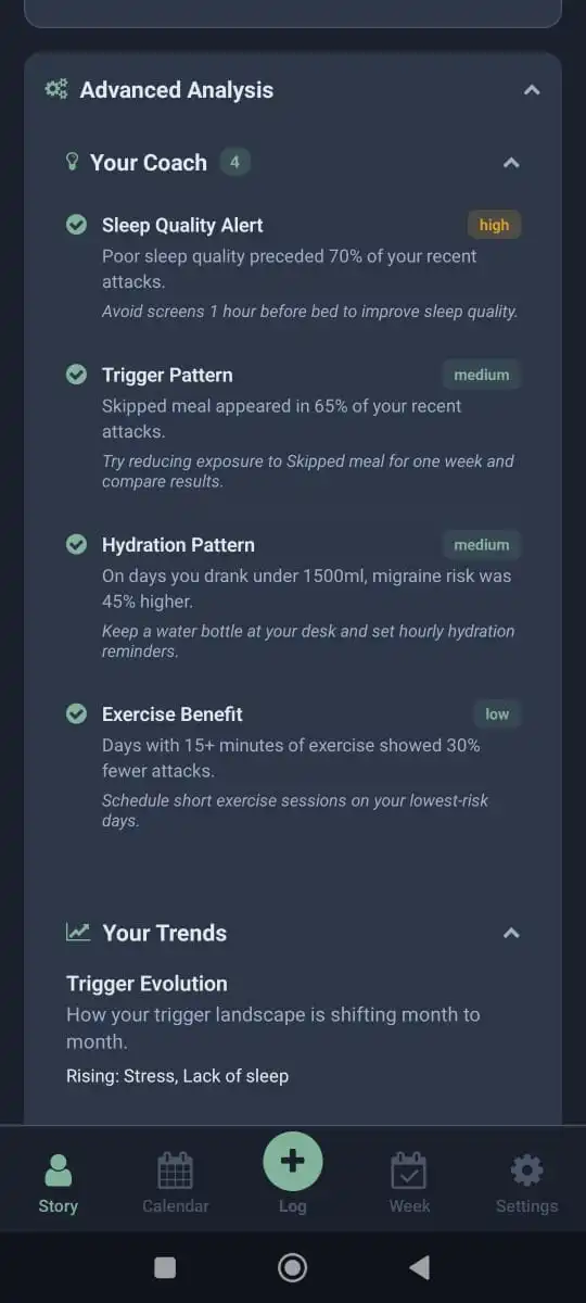 Nimbus Shield : Intelligence Evidence-based insight screen showing patterns, evidence strength and a clear explanation.